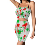 Black Splatter Heartbeat Crop Tank & Skirt Set