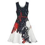 Heartbeat & Splatter Wide Skater Dress