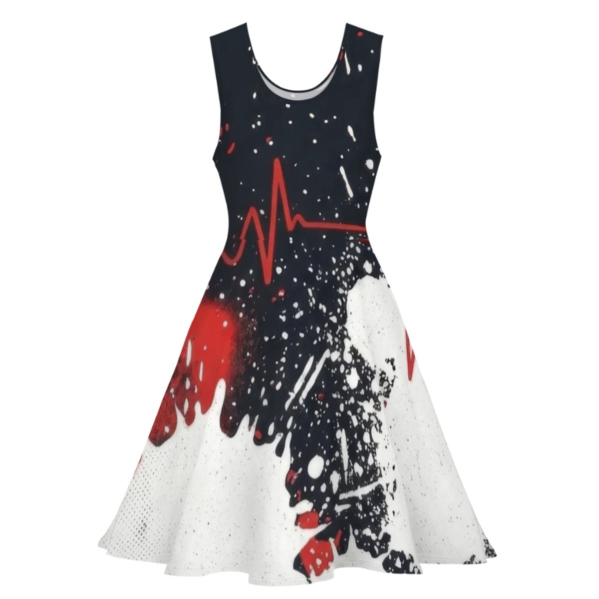 Heartbeat & Splatter Wide Skater Dress