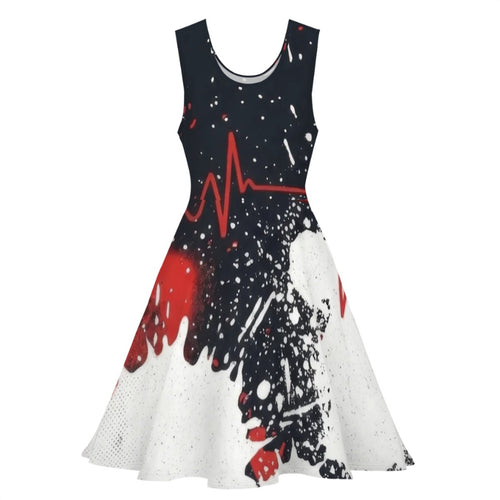 Heartbeat & Splatter Wide Skater Dress