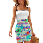 Heartbeat Print Flat Collar Bodycon Dress