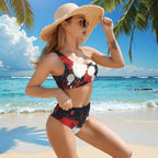 Heartbeat Print One-Shoulder High-Waisted Bikini