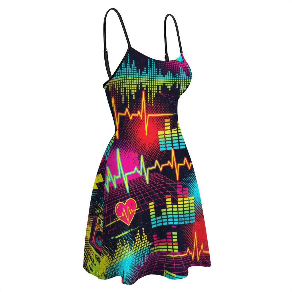 Red & Black Splatter A-Line Slip Dress