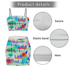 Black Splatter Heartbeat Crop Tank & Skirt Set