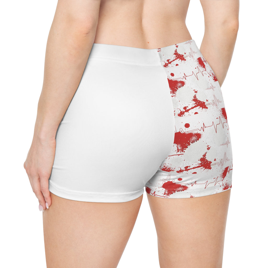 Women's Print Shorts - Red Heartbeat