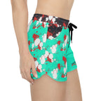 Teal Print Athletic Shorts