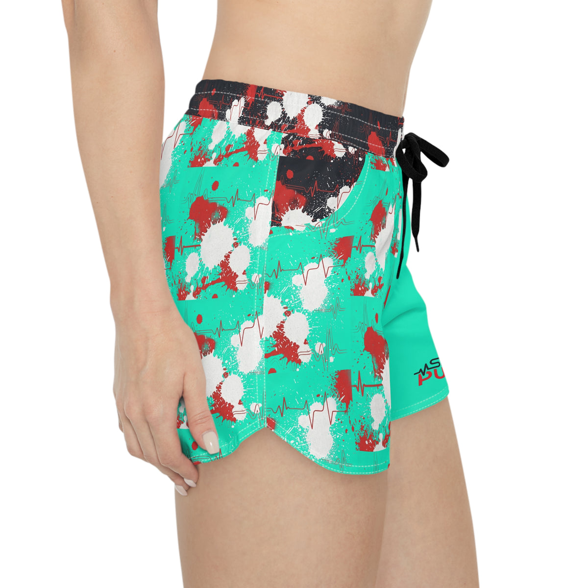 Teal Print Athletic Shorts