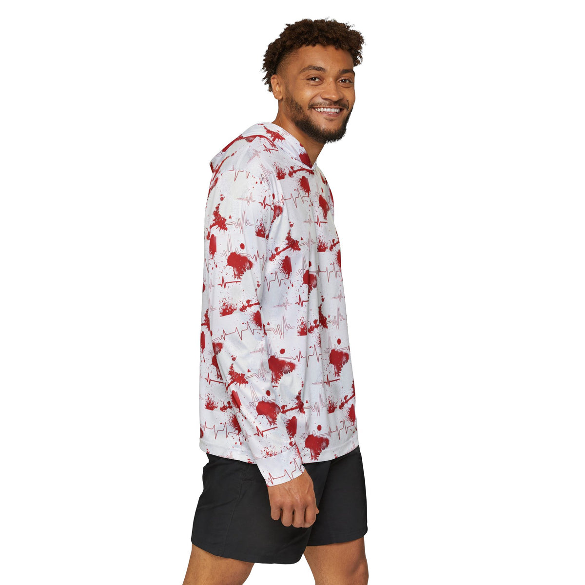 Sports Warmup Hoodie — Pulse Splatter Heartbeat