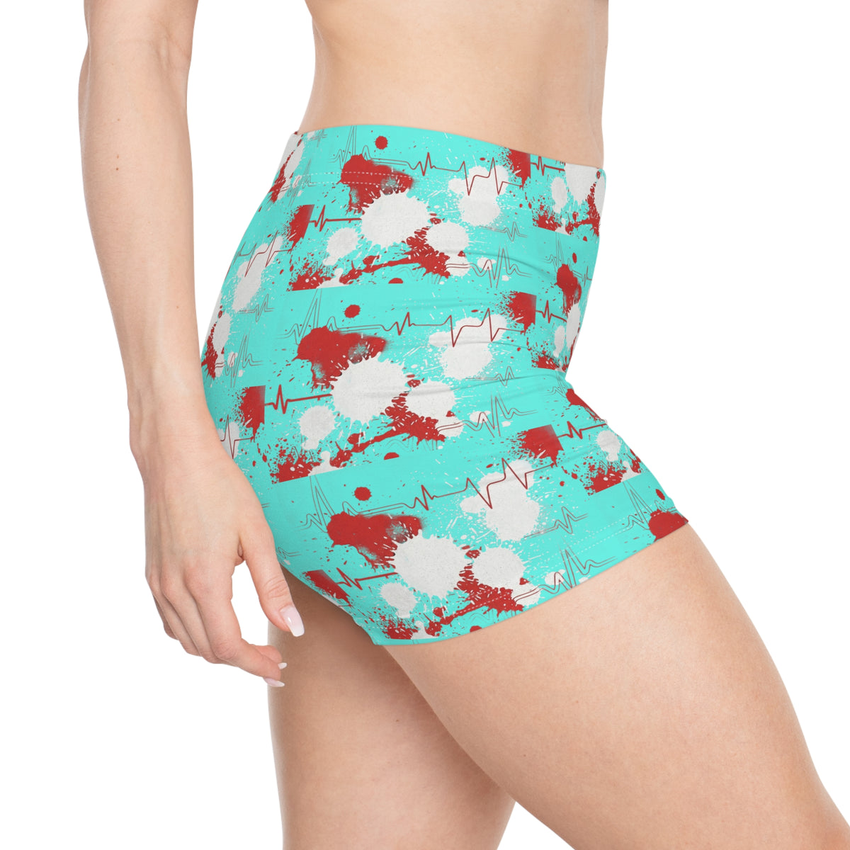 Women's Pattern Shorts - Teal Splatter