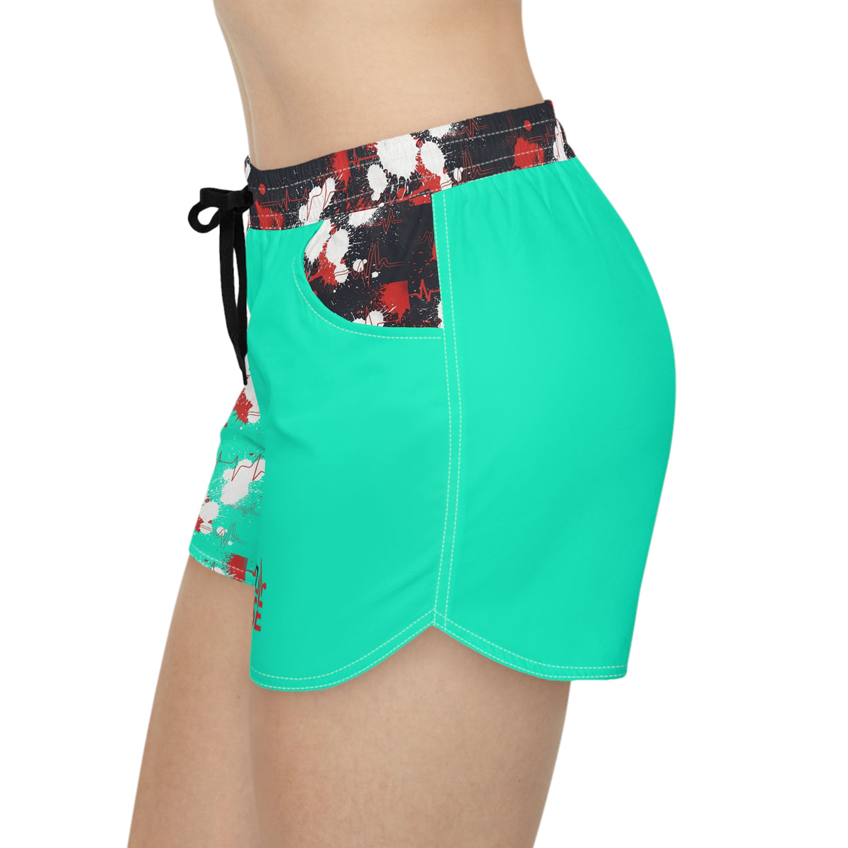 Teal Print Athletic Shorts