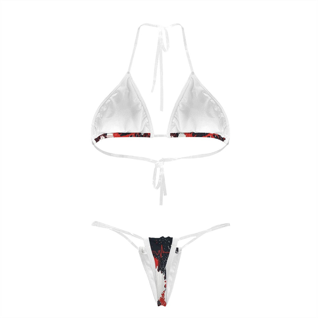Red & Black Splatter Bikini with Clear Straps