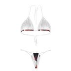 Red & Black Splatter Bikini with Clear Straps
