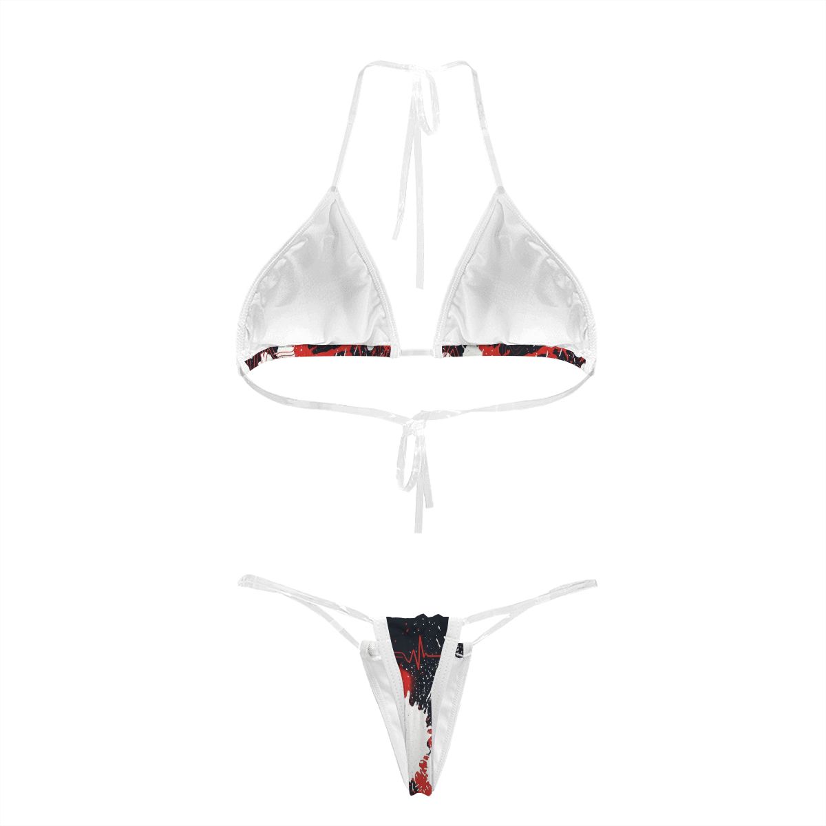 Red & Black Splatter Bikini with Clear Straps