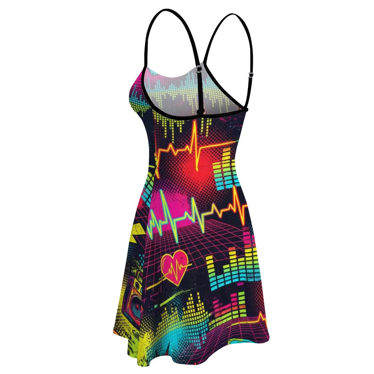 Red & Black Splatter A-Line Slip Dress