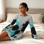 Splatter Print Bell Sleeve Mesh Dress