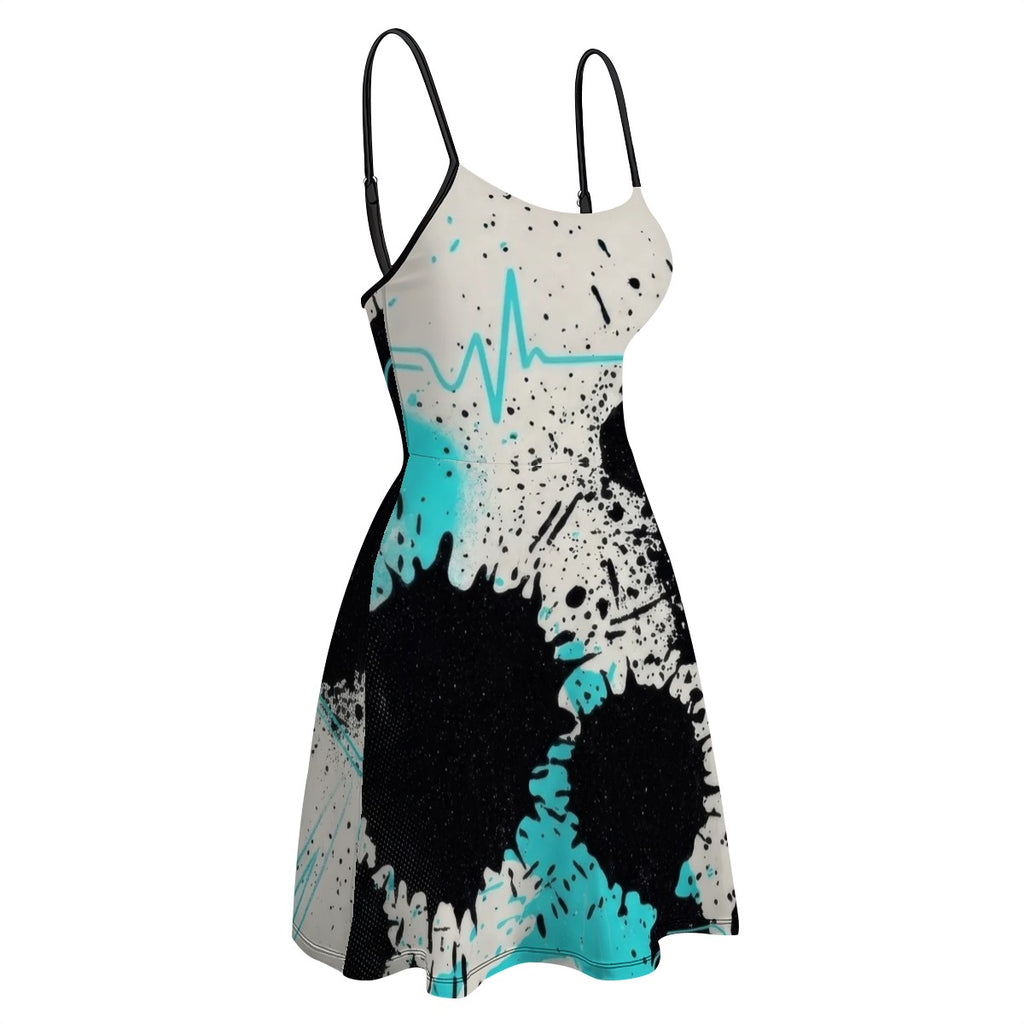 Red & Black Splatter A-Line Slip Dress