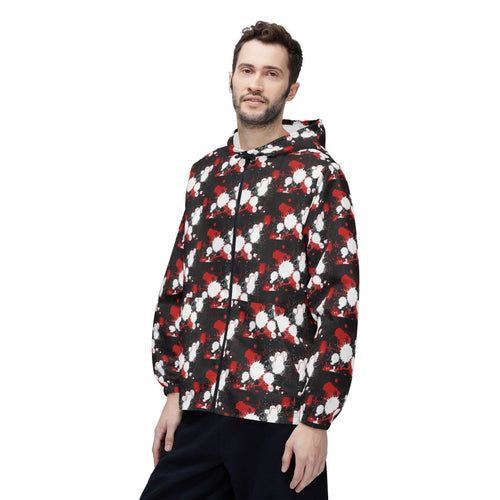 Abstract Red & White Splatter Windbreaker Jacket