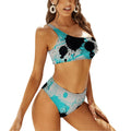 Heartbeat Print One-Shoulder High-Waisted Bikini