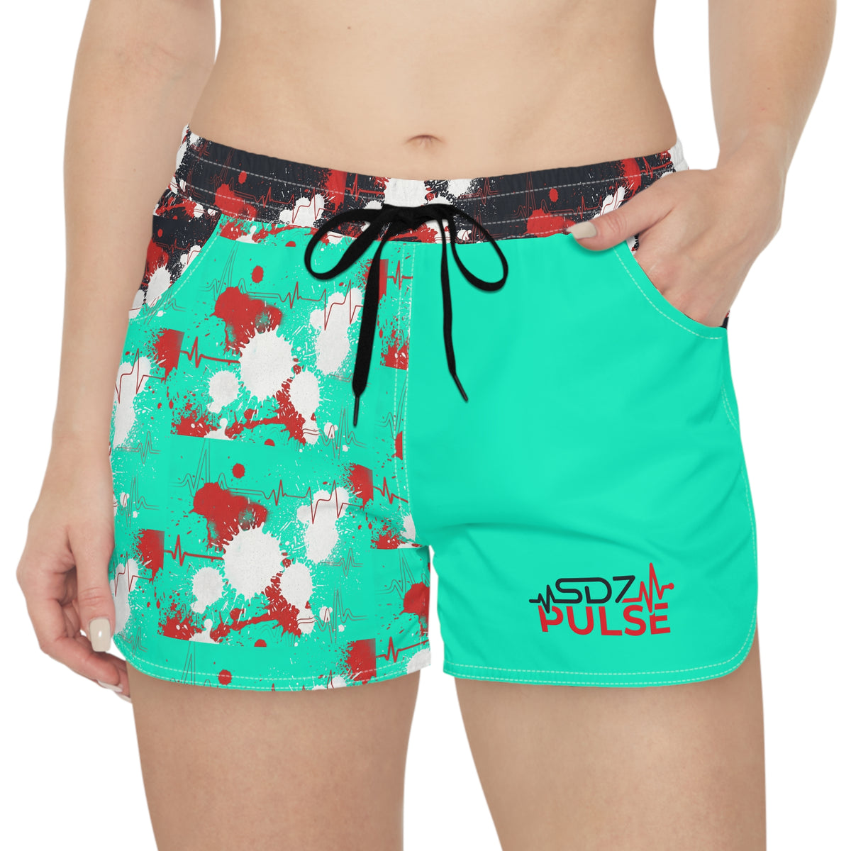 Teal Print Athletic Shorts