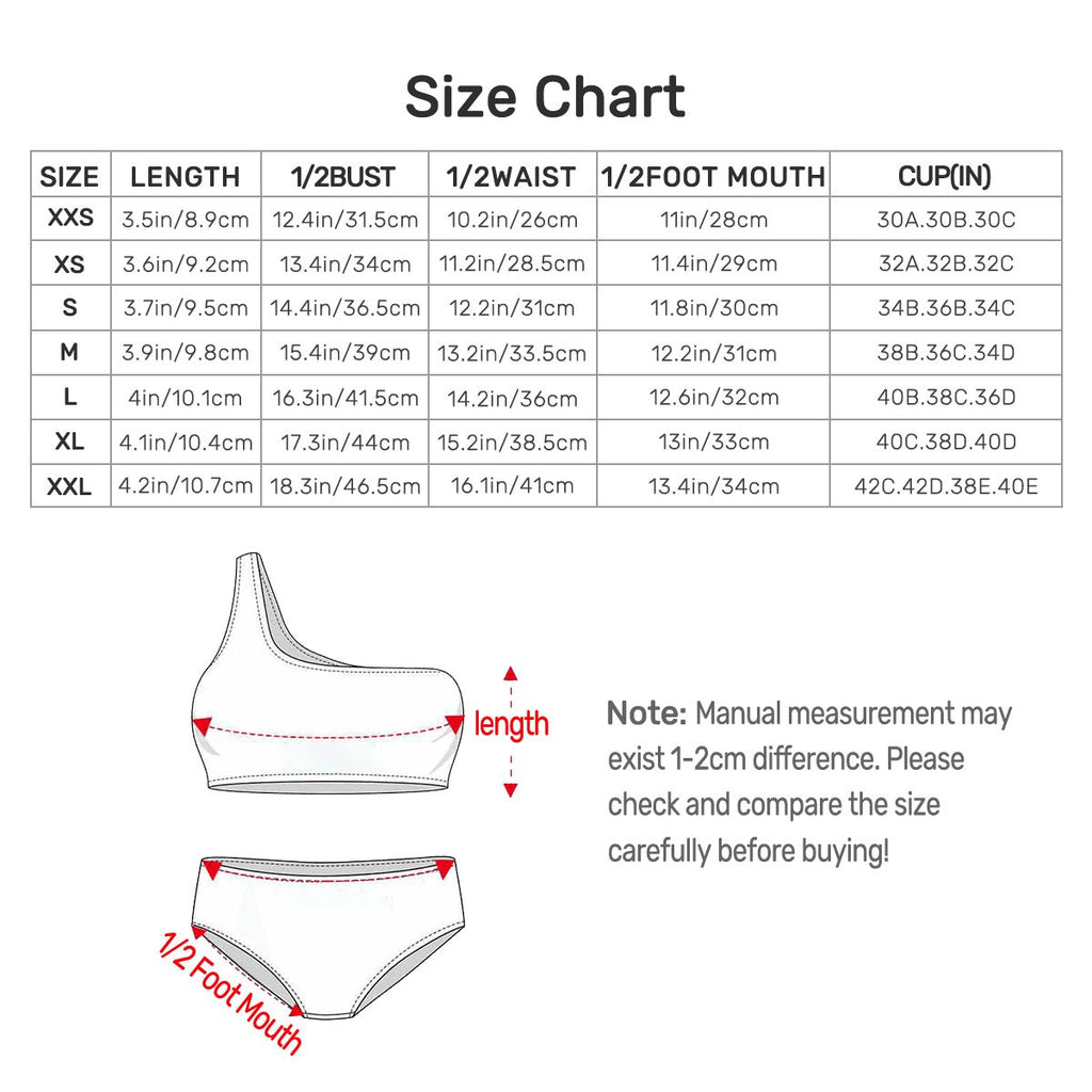 Heartbeat Print One-Shoulder High-Waisted Bikini