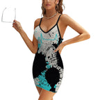 Heartbeat Splatter V-Collar Bodycon Dress