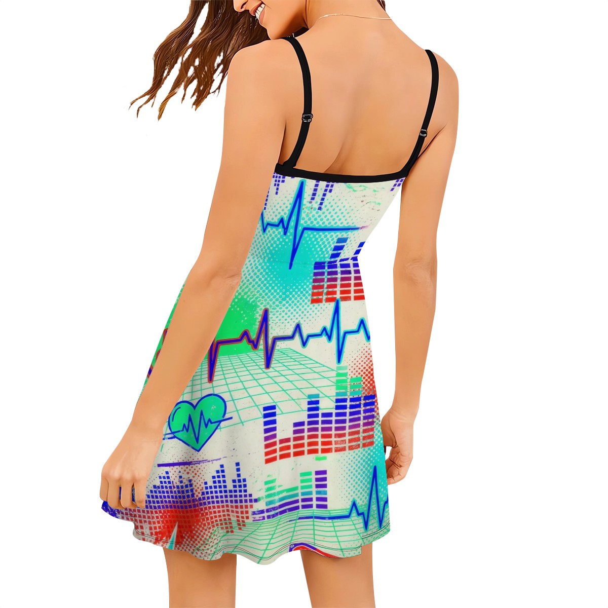Red & Black Splatter A-Line Slip Dress