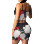 Black Splatter Heartbeat Crop Tank & Skirt Set