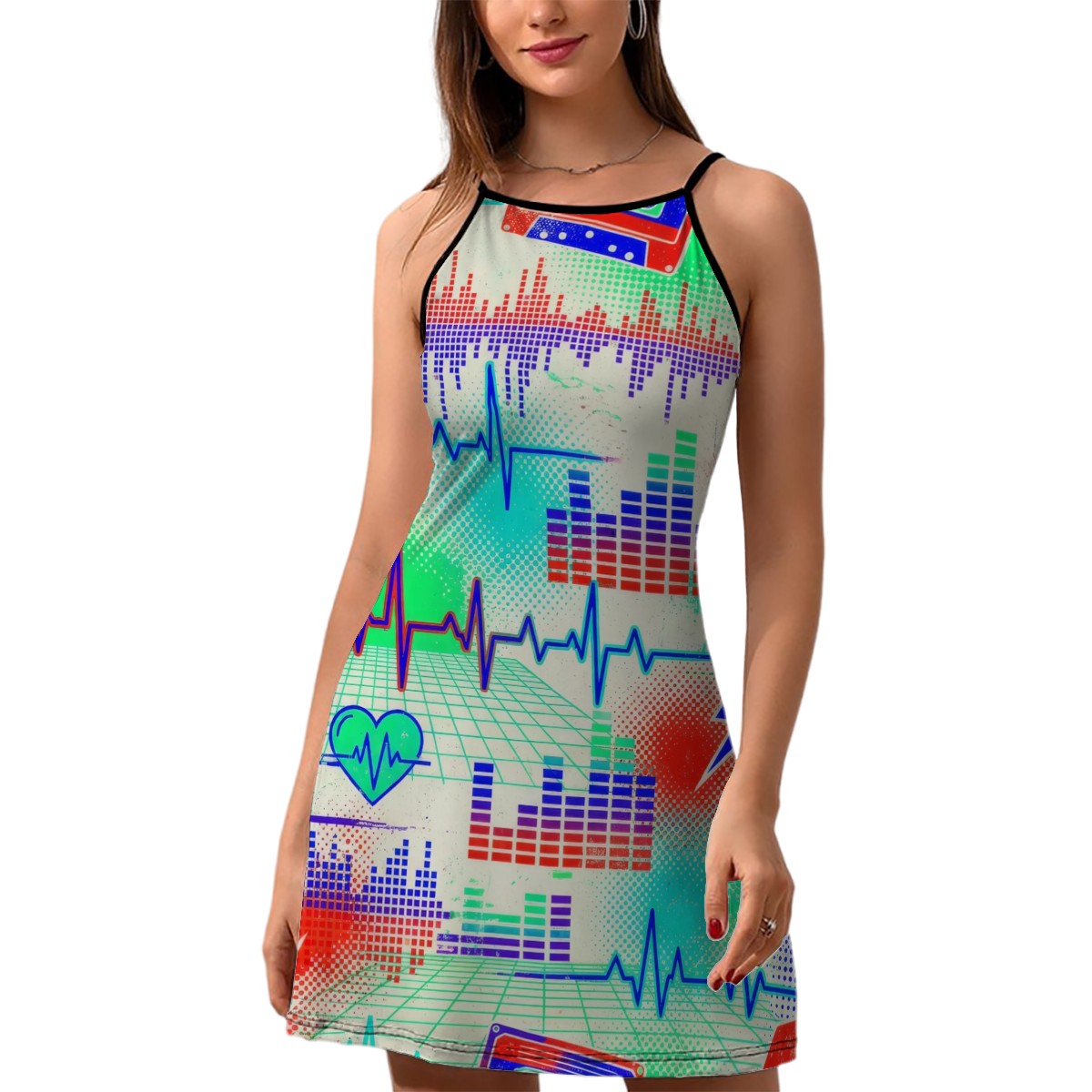 Black & Red Paint Splatter Slip Dress