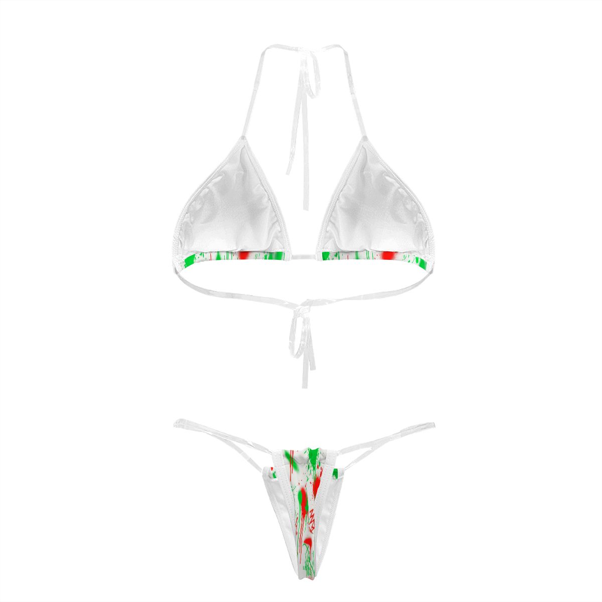 Red & Black Splatter Bikini with Clear Straps