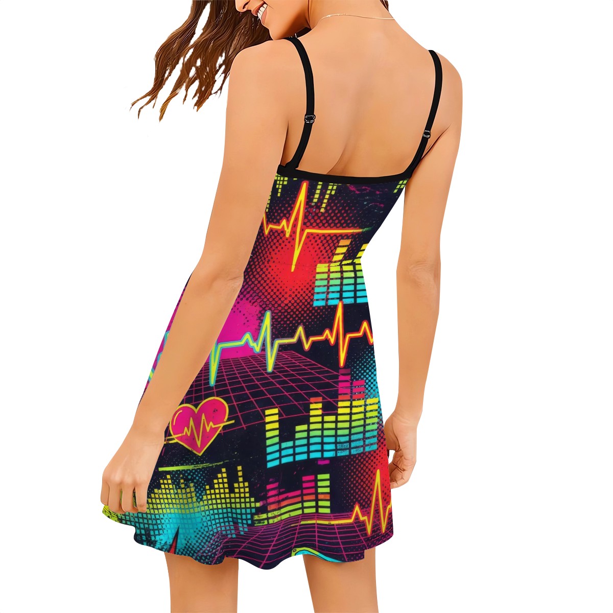 Red & Black Splatter A-Line Slip Dress