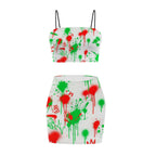 Black Splatter Heartbeat Crop Tank & Skirt Set