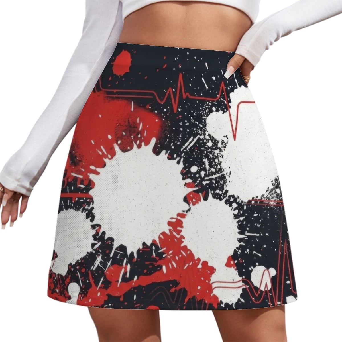 Red & Black Splatter Mini Skirt