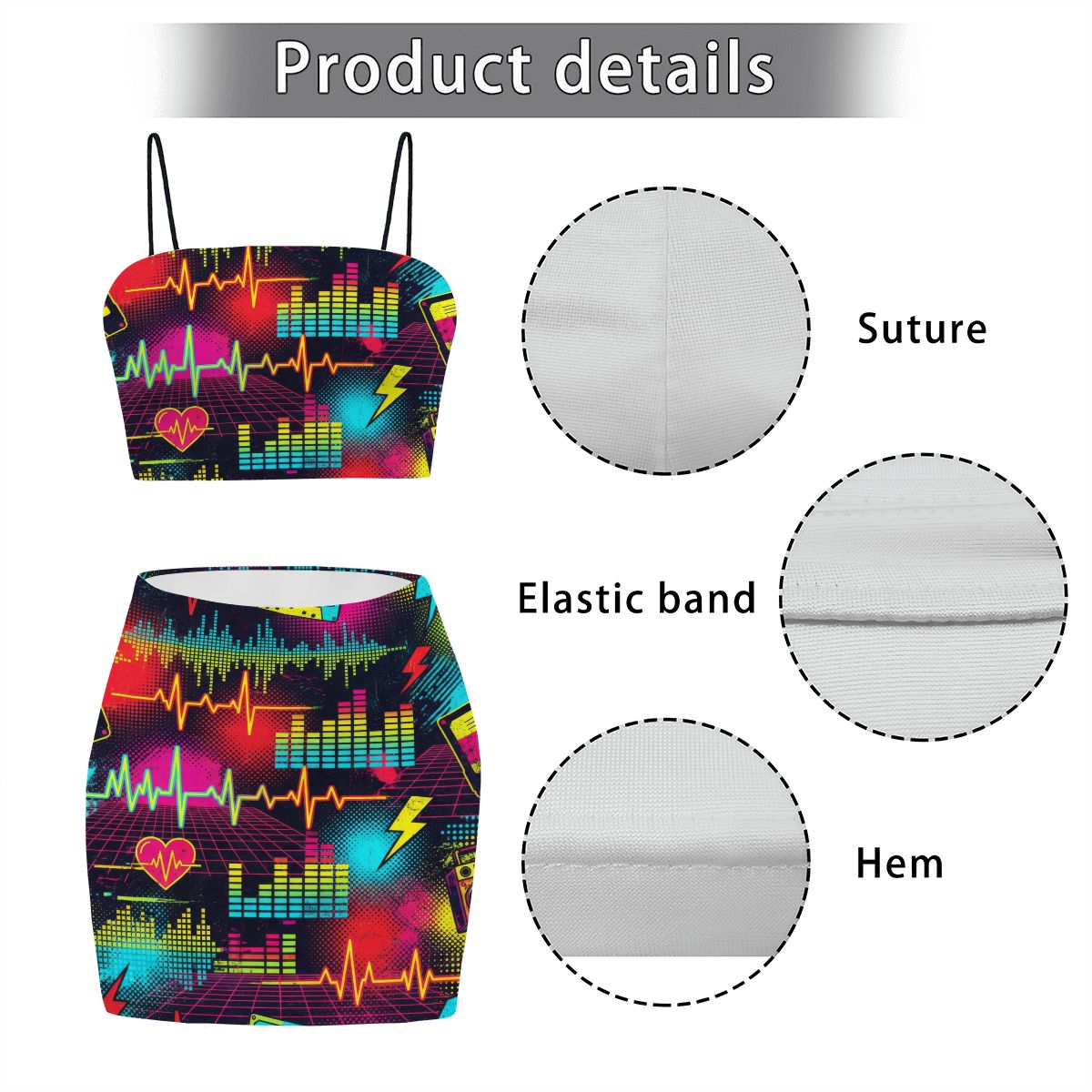 Black Splatter Heartbeat Crop Tank & Skirt Set