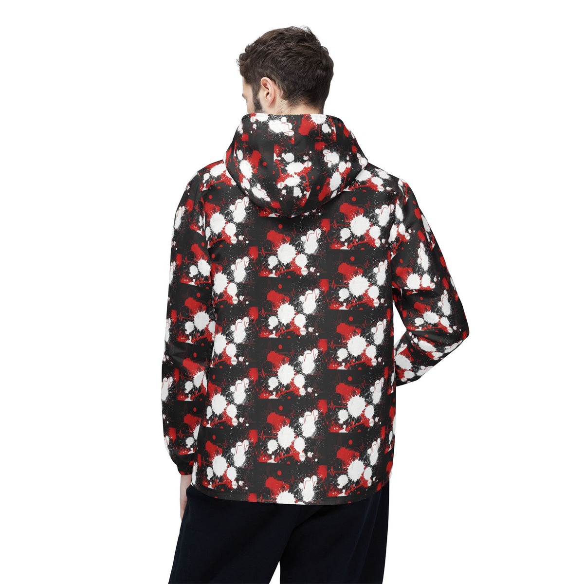 Abstract Red & White Splatter Windbreaker Jacket