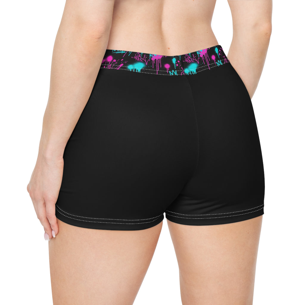 Women's Athletic Shorts - Neon Splatter