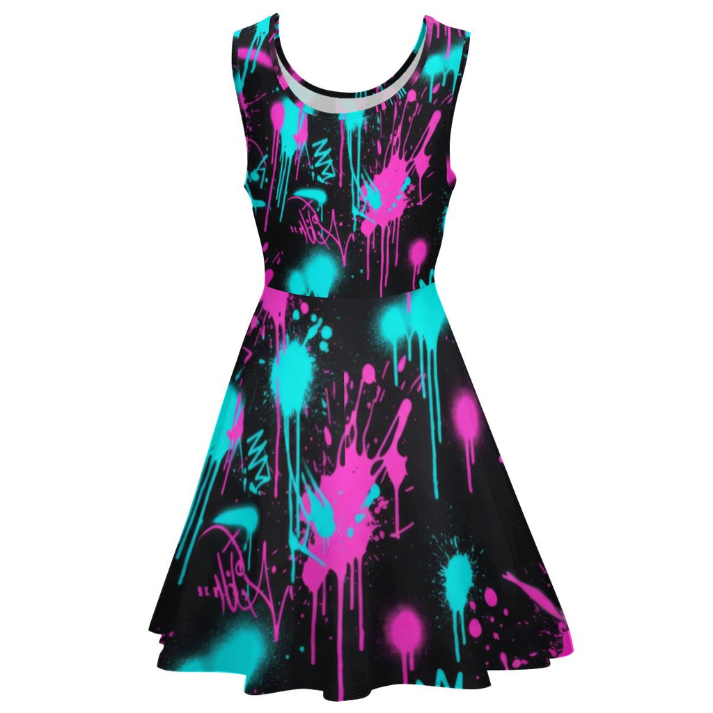 Heartbeat & Splatter Wide Skater Dress