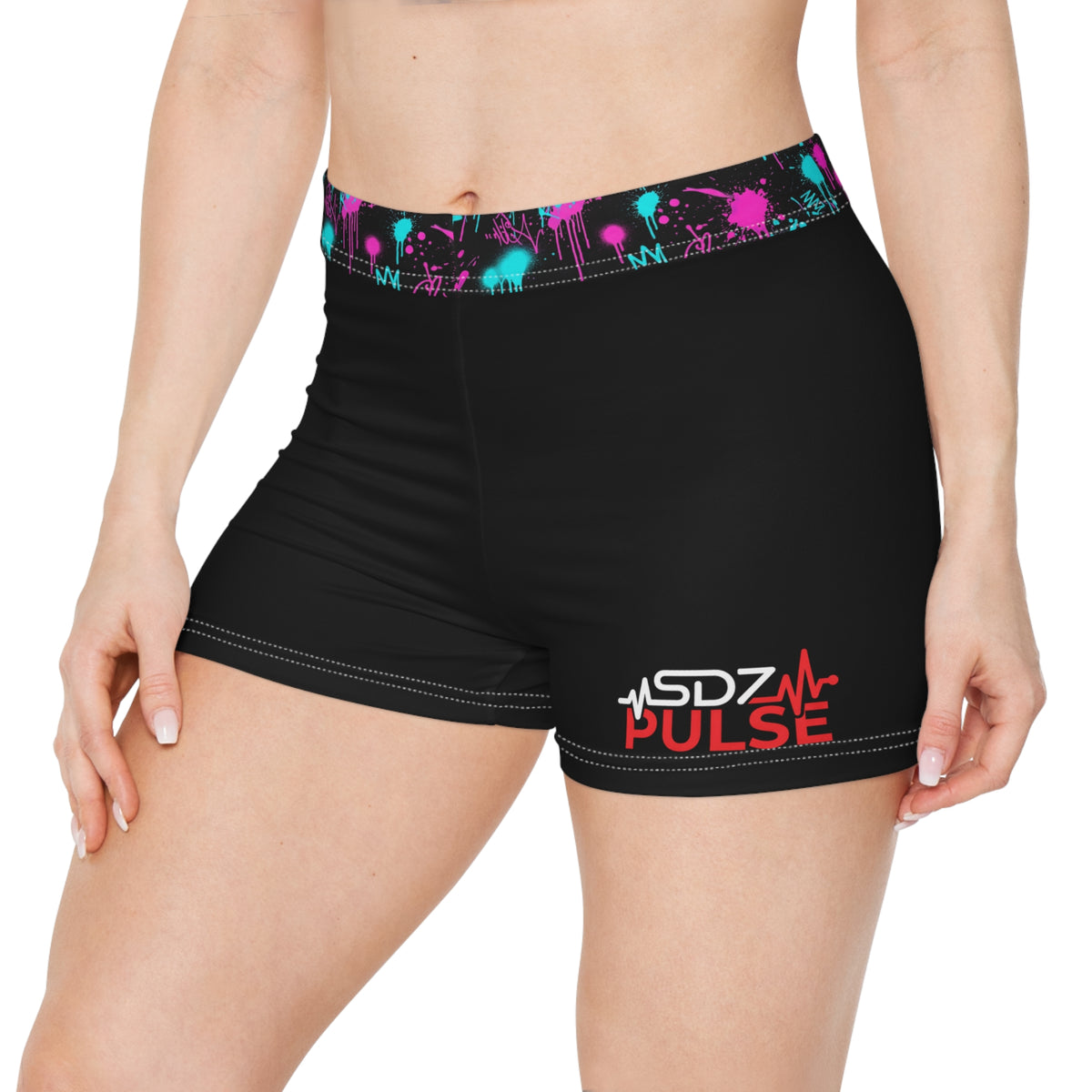Women's Athletic Shorts - Neon Splatter