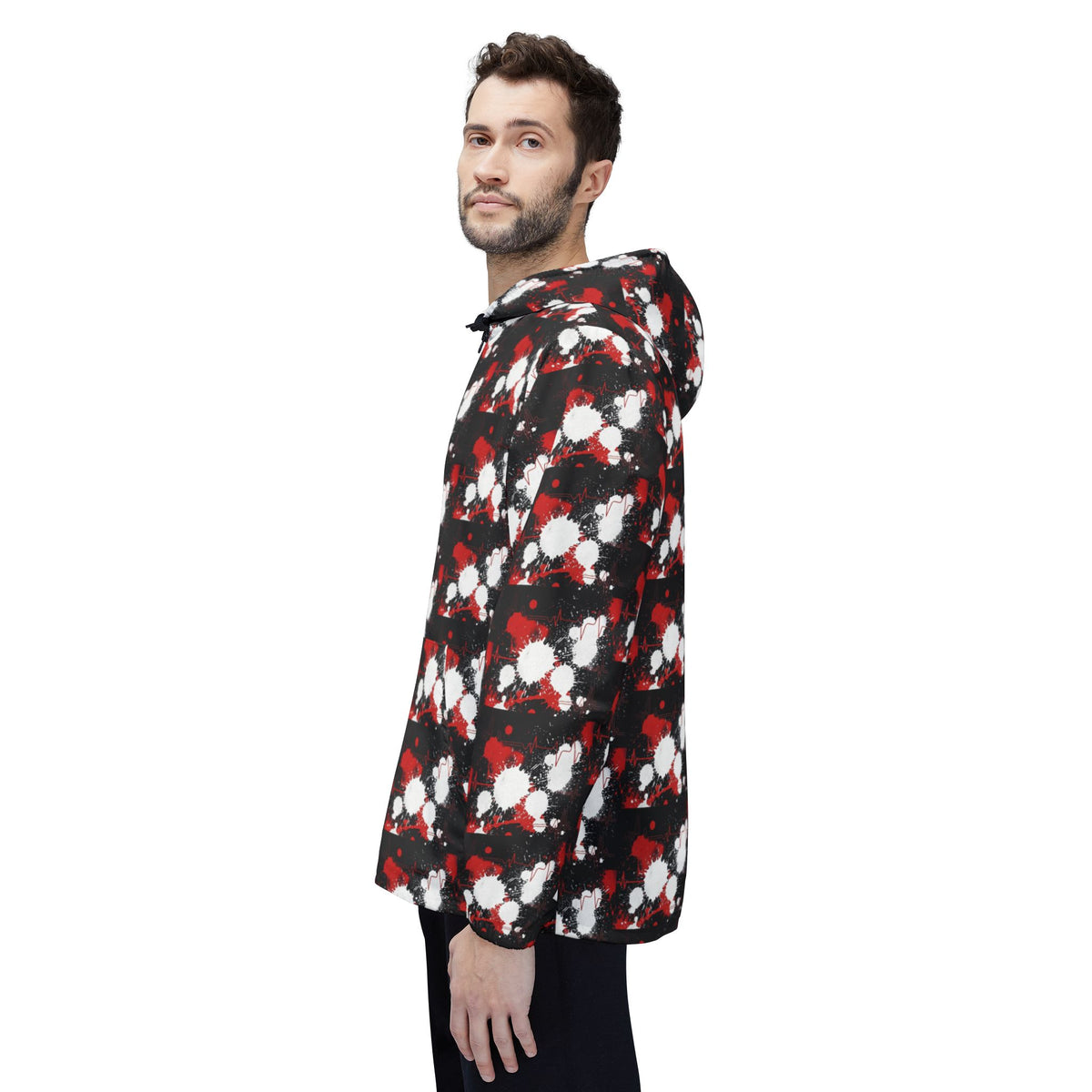 Abstract Red & White Splatter Windbreaker Jacket