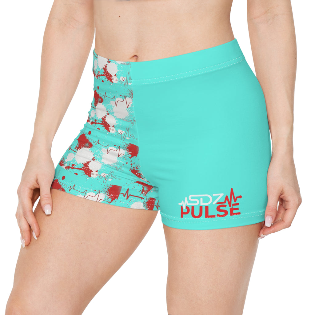 Women's Pattern Shorts - Teal Splatter