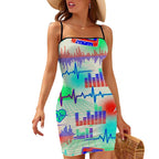 Heartbeat Grid Bodycon Slip Dress