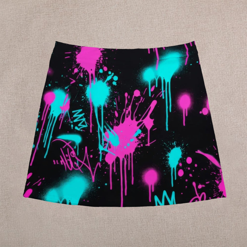 Red & Black Splatter Mini Skirt