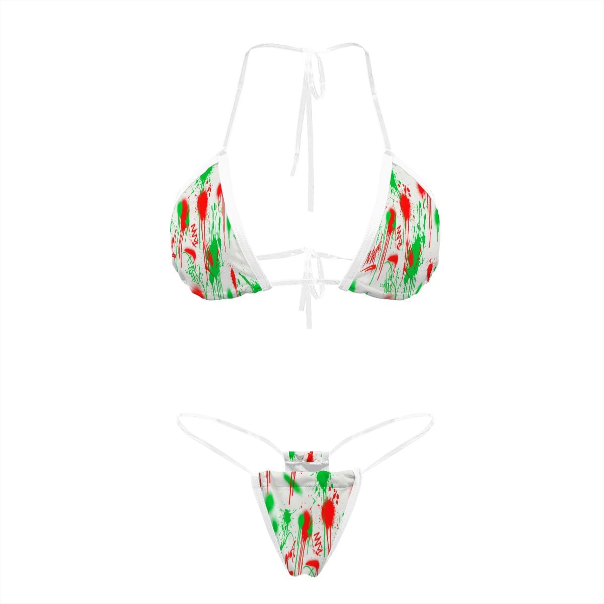 Red & Black Splatter Bikini with Clear Straps