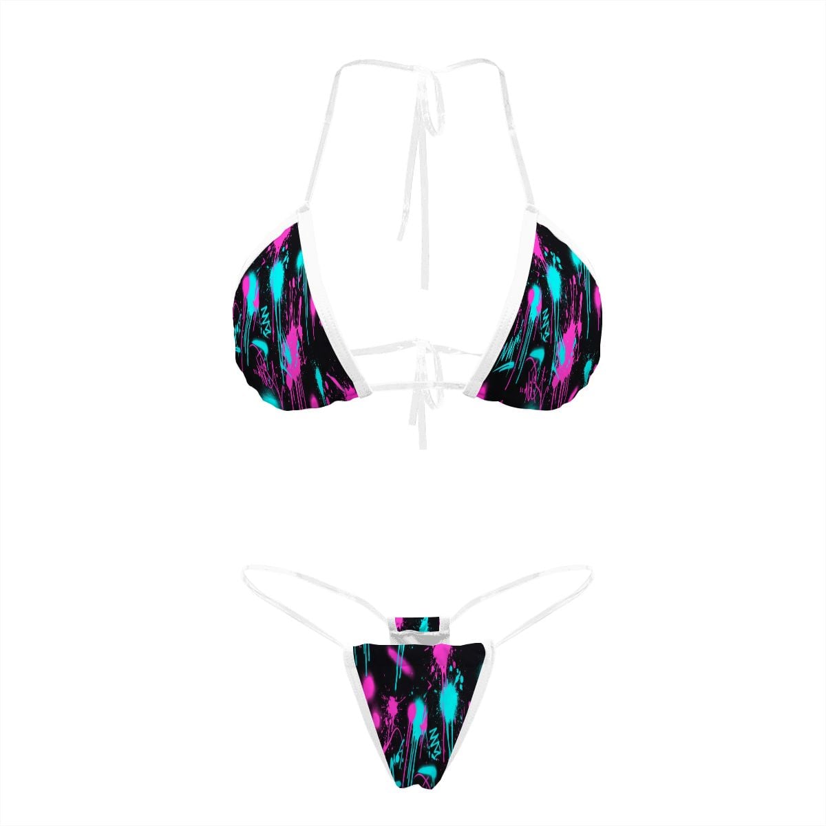 Red & Black Splatter Bikini with Clear Straps