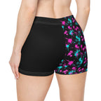 Women's Active Shorts - Neon Splatter