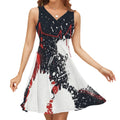Red & Black Splash Sleeveless V-Neck Dress