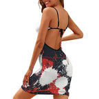 Heartbeat Print Flat Collar Bodycon Dress