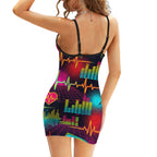 Heartbeat Splatter V-Collar Bodycon Dress
