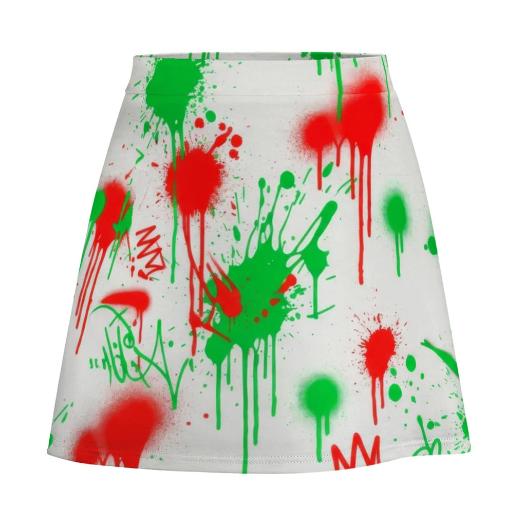 Red & Black Splatter Mini Skirt