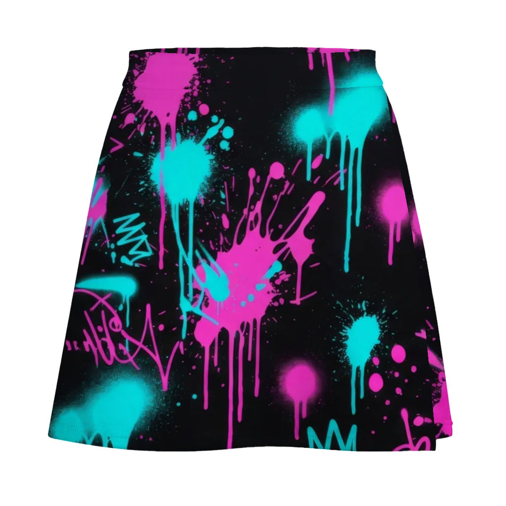Red & Black Splatter Mini Skirt
