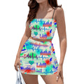 Black Splatter Heartbeat Crop Tank & Skirt Set